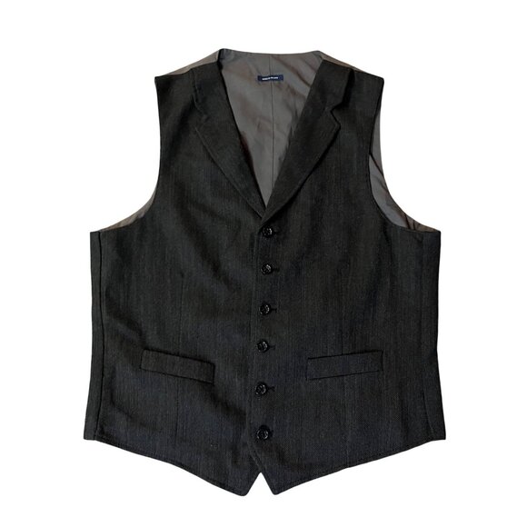 Stafford Gray Herringbone Lapel Vest Men’s 40 Classic Fit Used Wool Blend - Picture 11 of 12